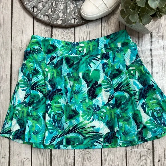 TOMMY BAHAMA ACTIVE Golf Tennis Knit Skort Azure Lagoon Tropical Print