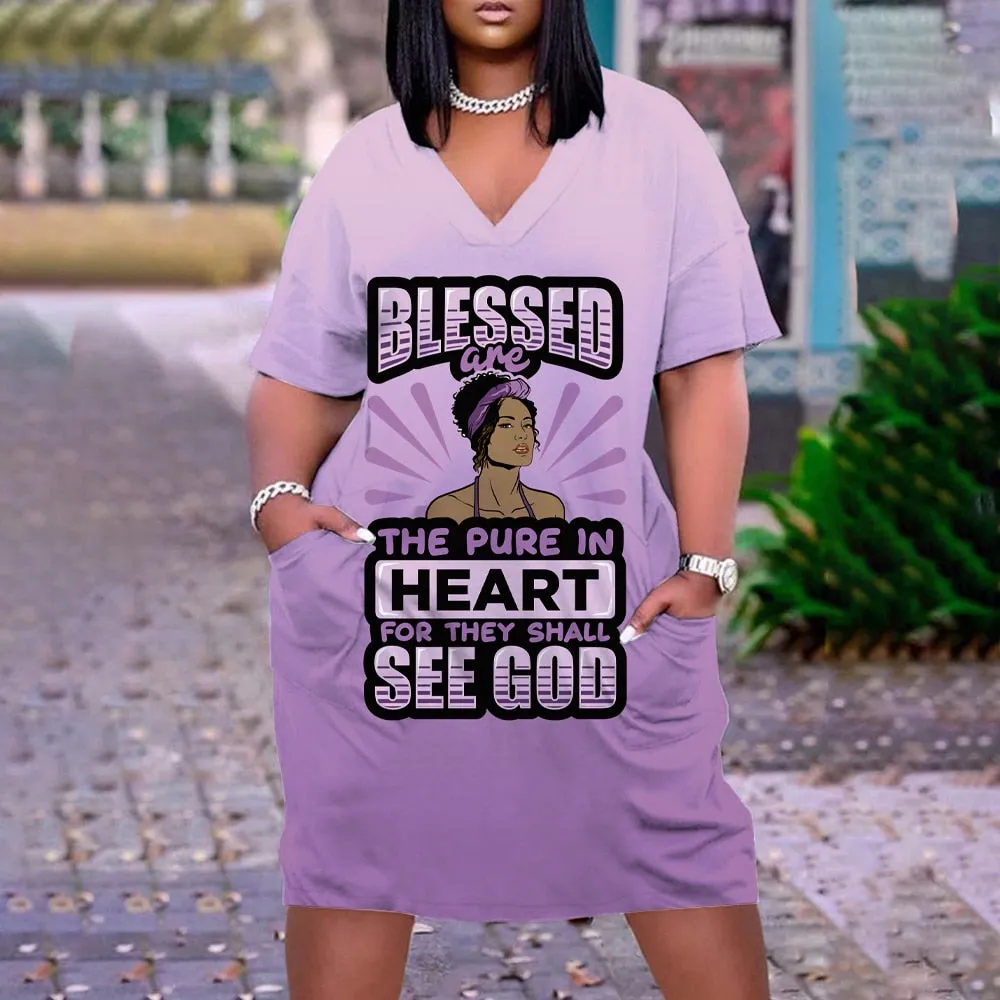 V-Neck Casual Dresses Knee-Len