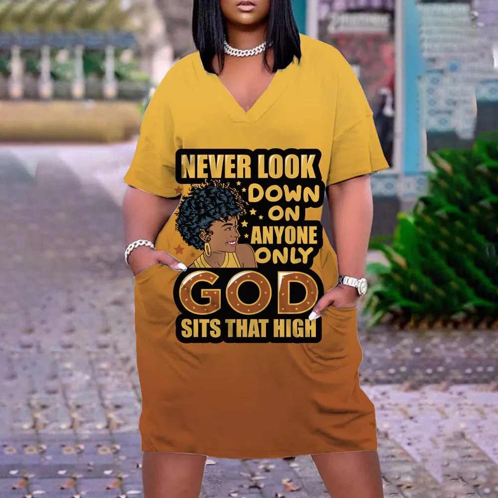 V-Neck Casual Dresses Knee-Len