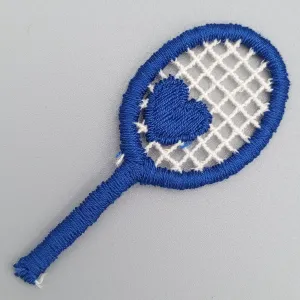 VINTAGE Blue Heart Tennis Racket Sew on Applique Royal Blue Love Tennis Embroidery Decorative Patches #913