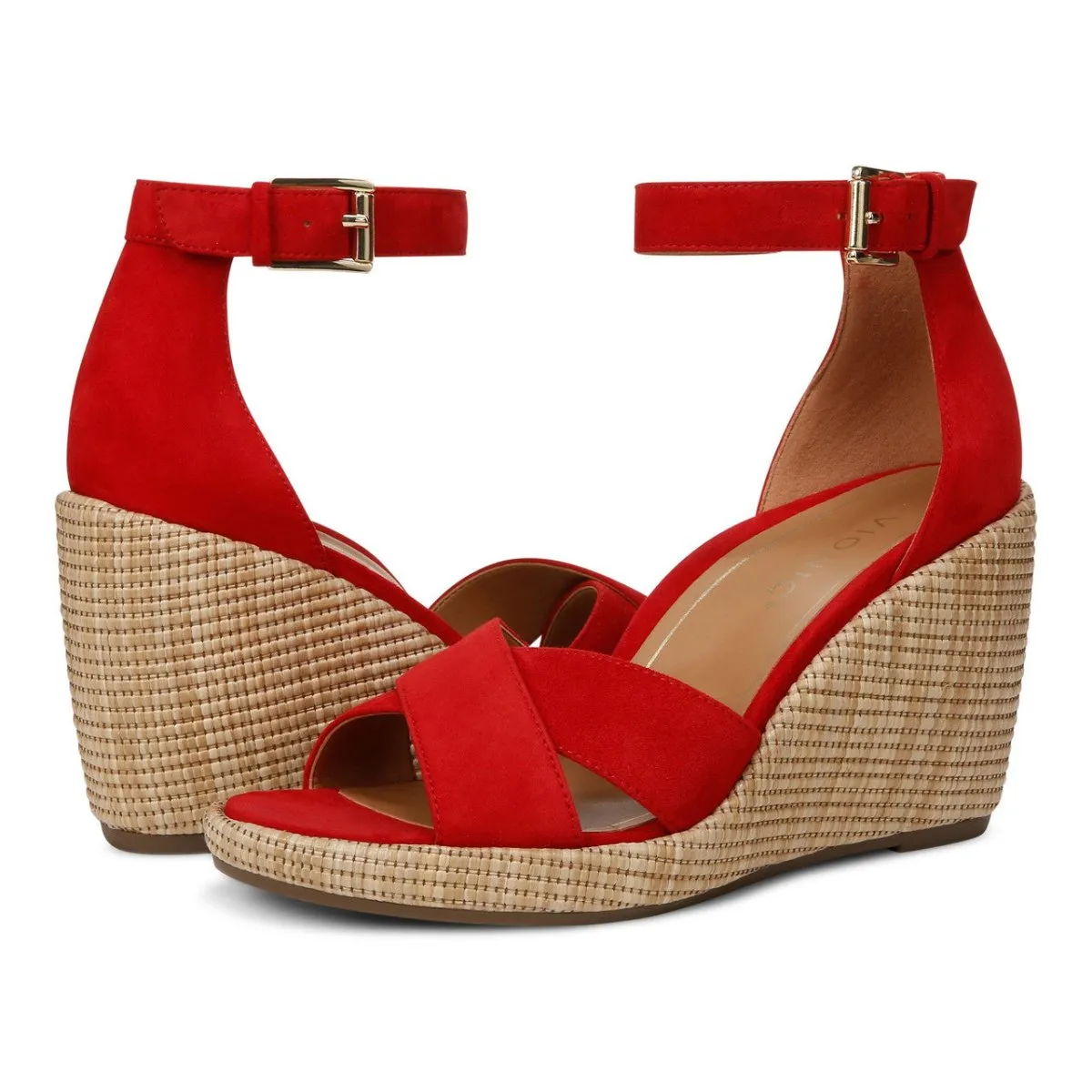 Vionic Women's Marina Heeled Sandals Red Suede Sandal