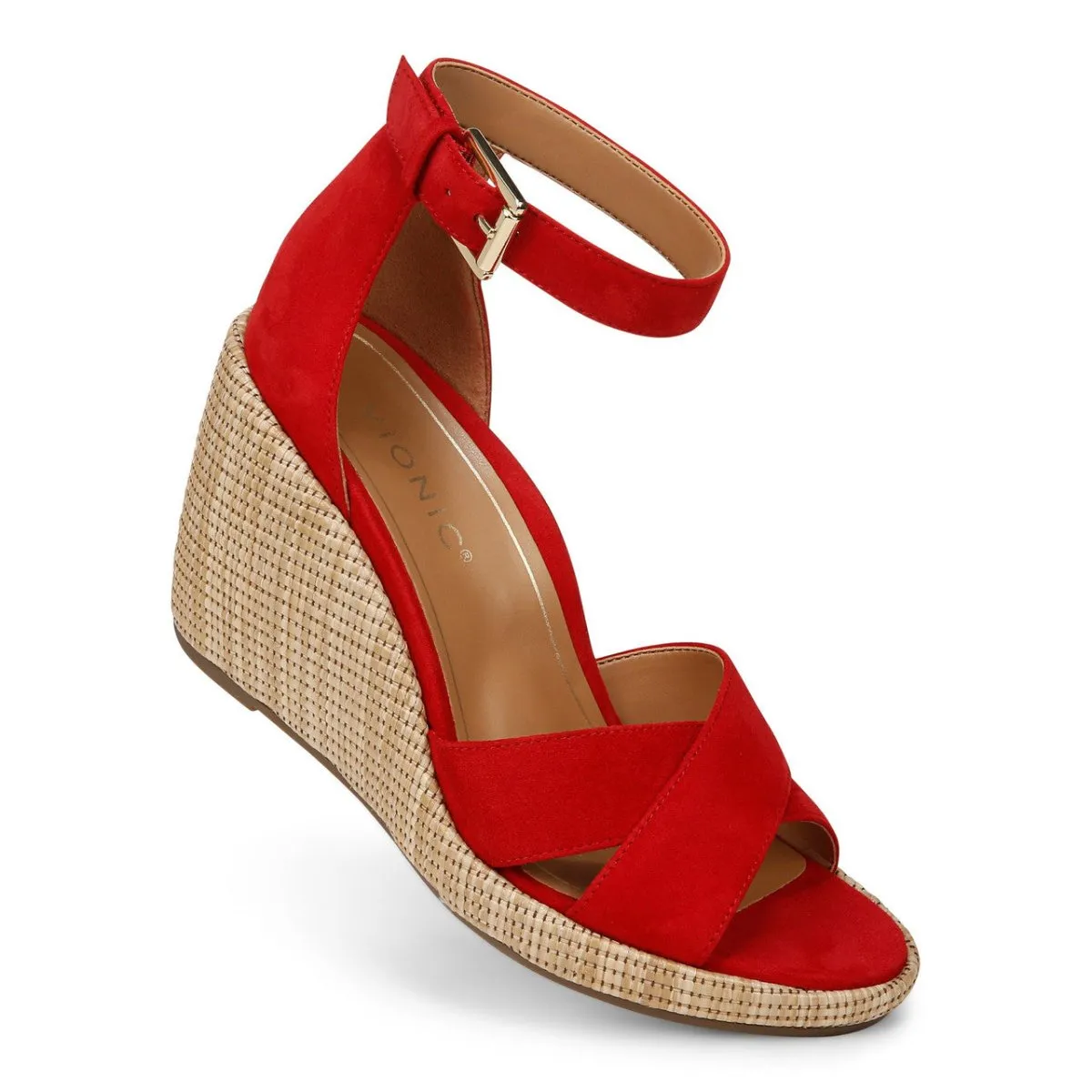 Vionic Women's Marina Heeled Sandals Red Suede Sandal