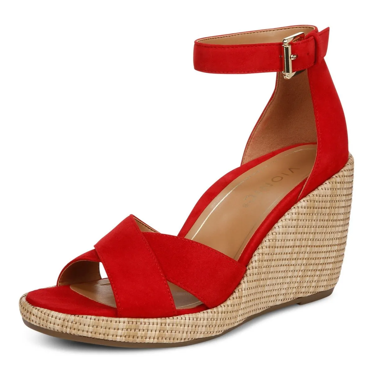 Vionic Women's Marina Heeled Sandals Red Suede Sandal