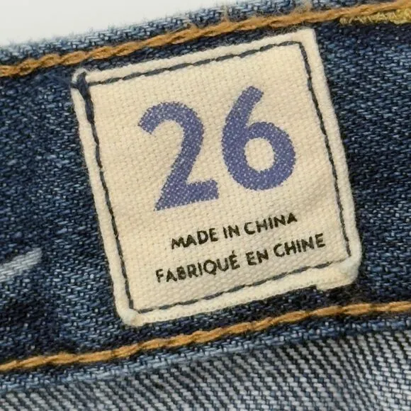 We The Free Sidecar Denim Mini Skirt Saratoga Blue Distressed Raw Hem 26/2 Boho