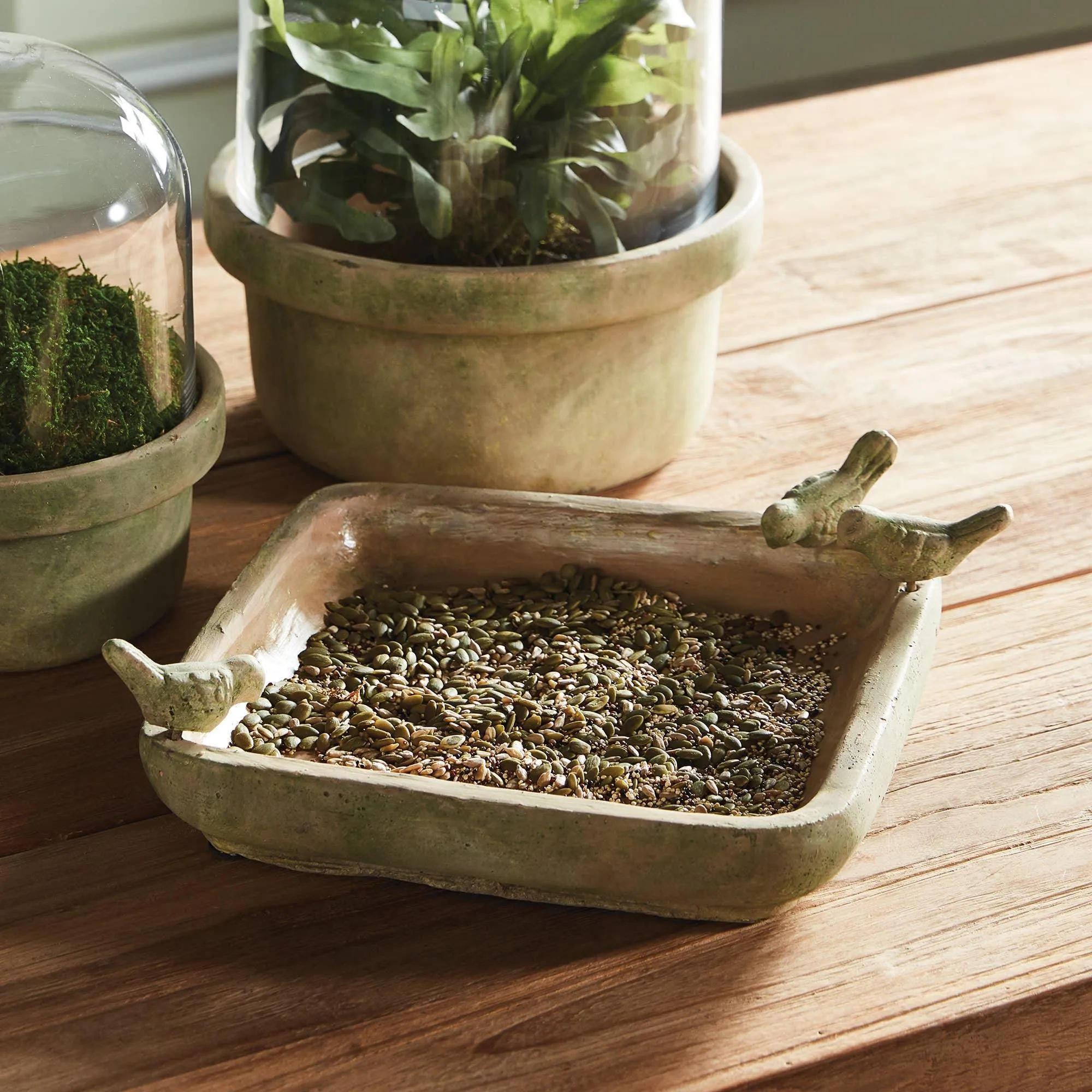 Weathered Garden Square Bird Tray