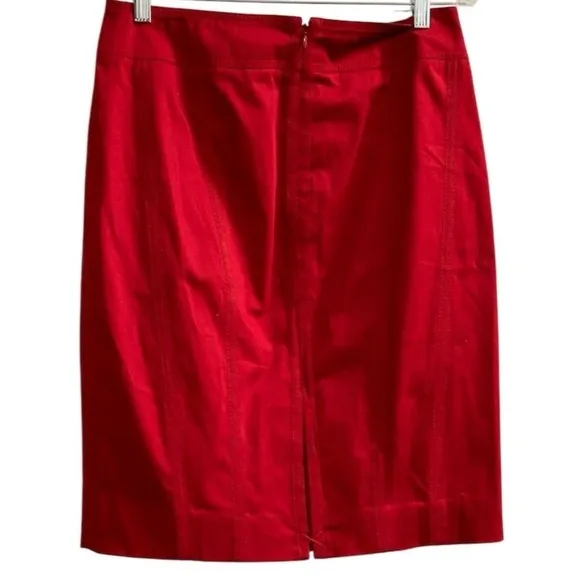 White House Black Market Women's Deep Red Satin Pencil Skirt Size 8