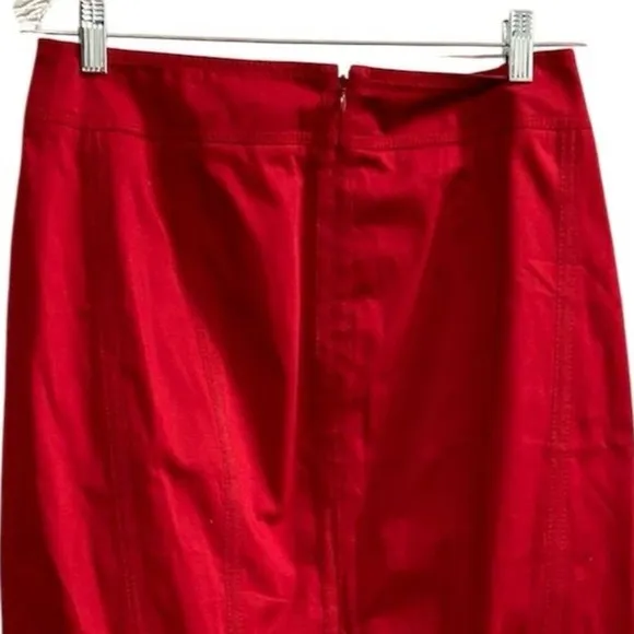 White House Black Market Women's Deep Red Satin Pencil Skirt Size 8