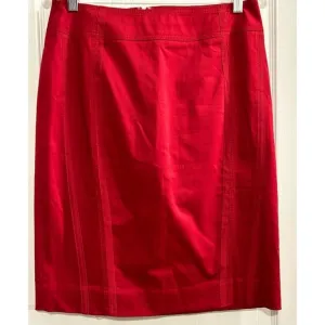 White House Black Market Women's Deep Red Satin Pencil Skirt Size 8