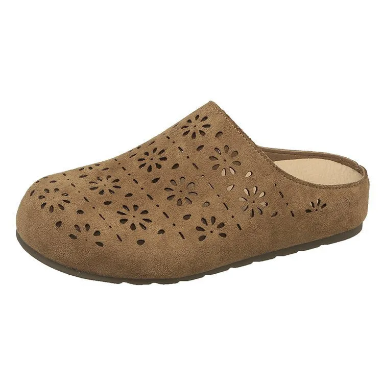 Women's clogs with floral perforations and comfortable sole W&W