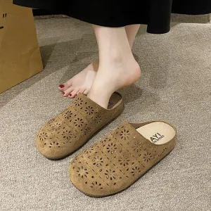 Women's clogs with floral perforations and comfortable sole W&W