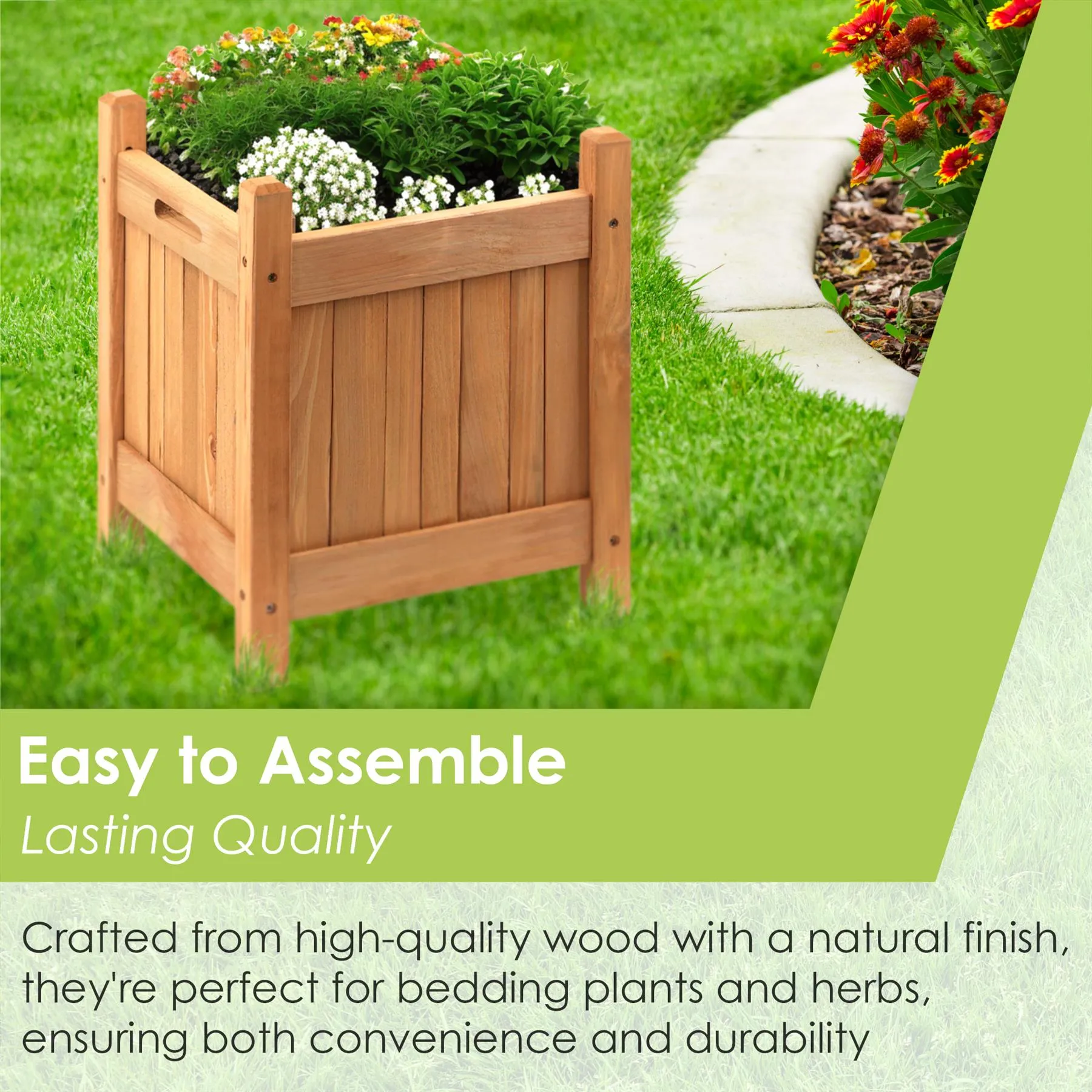 Wooden Planters Square Set of 2