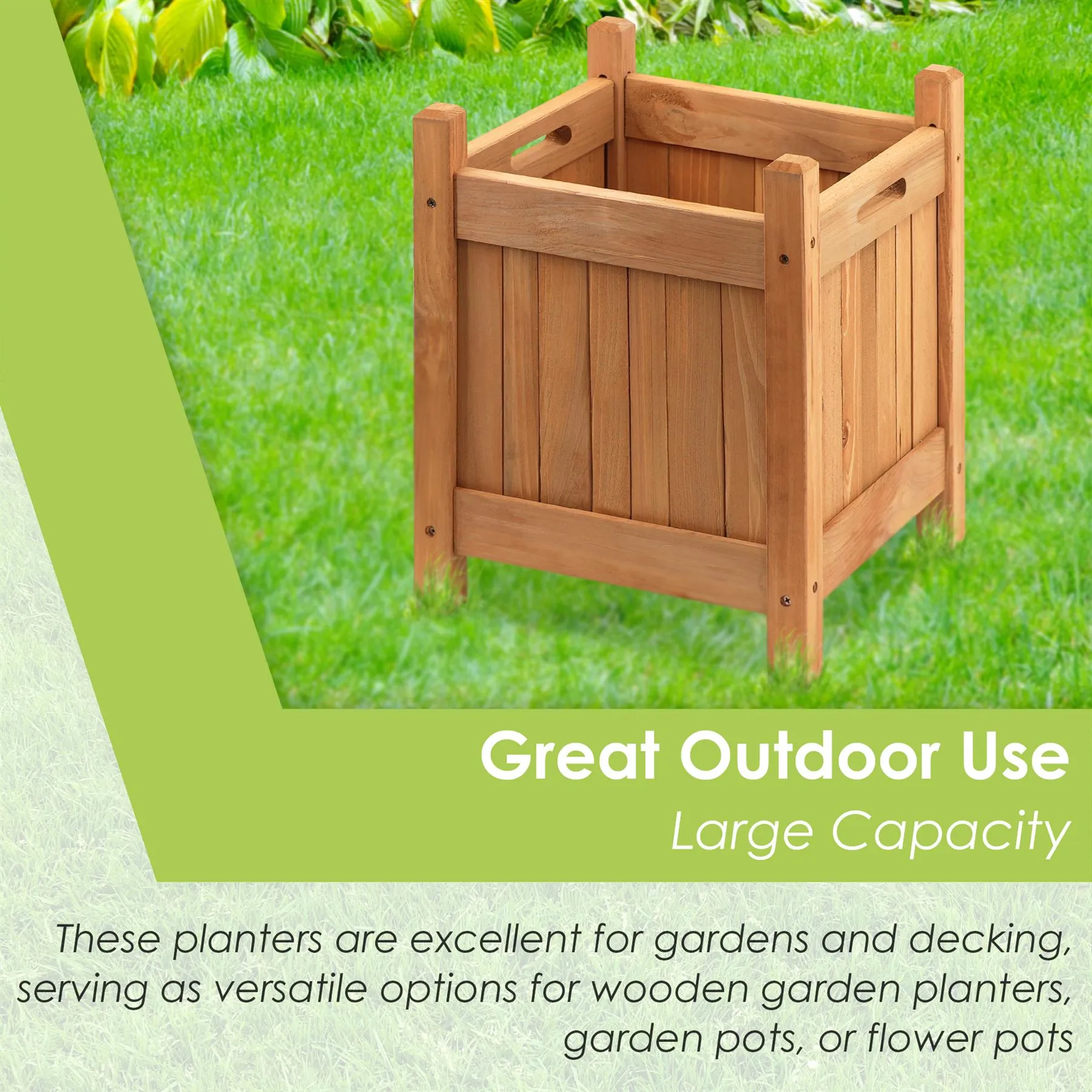 Wooden Planters Square Set of 2