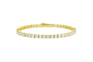 Yellow Gold Emerald Cut Diamond Tennis Bracelet