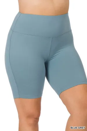 ZENANA Plus Brushed Wide Waistband Biker Shorts