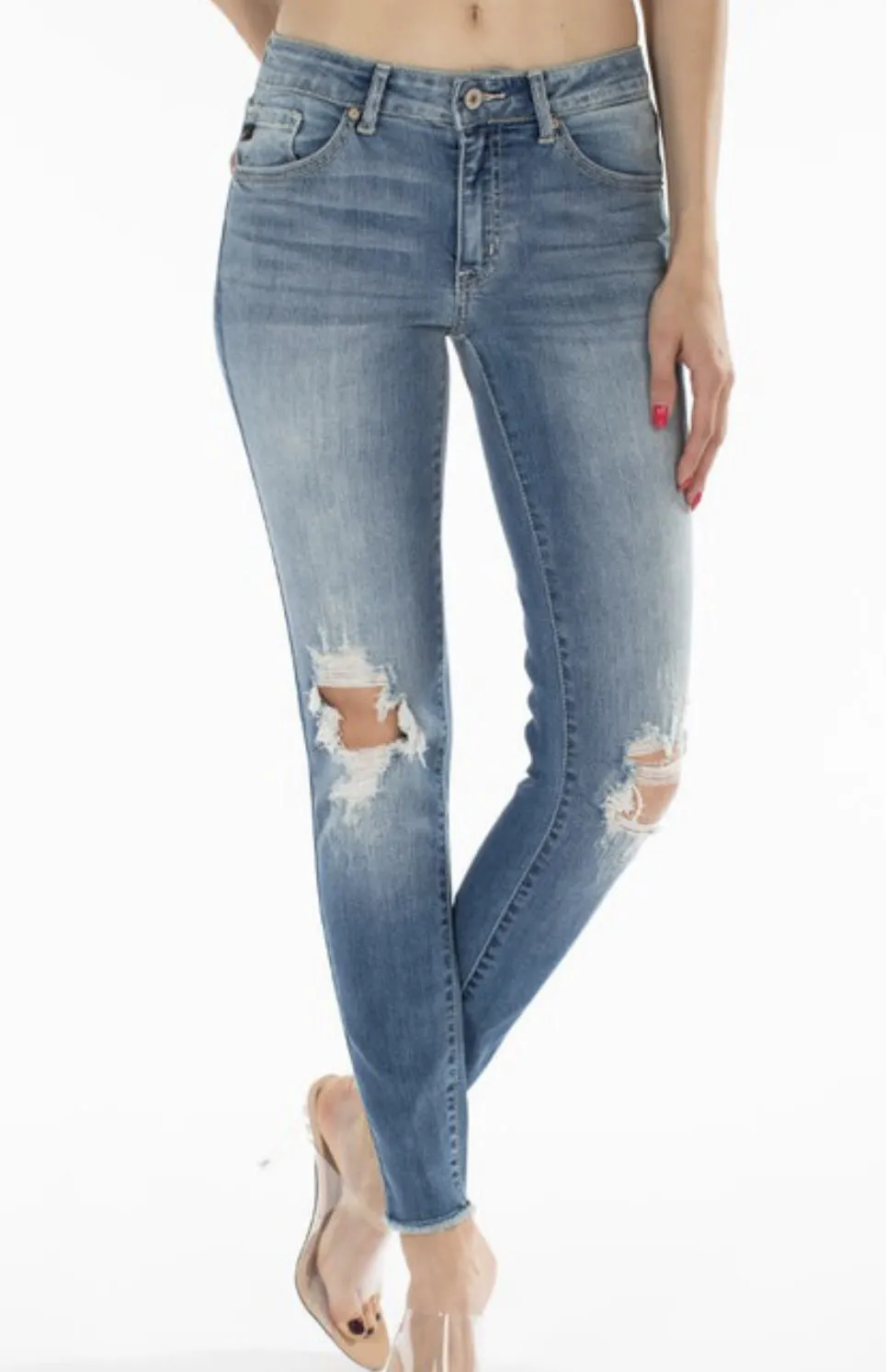 Zoe Mid-Rise Distressed Jeans