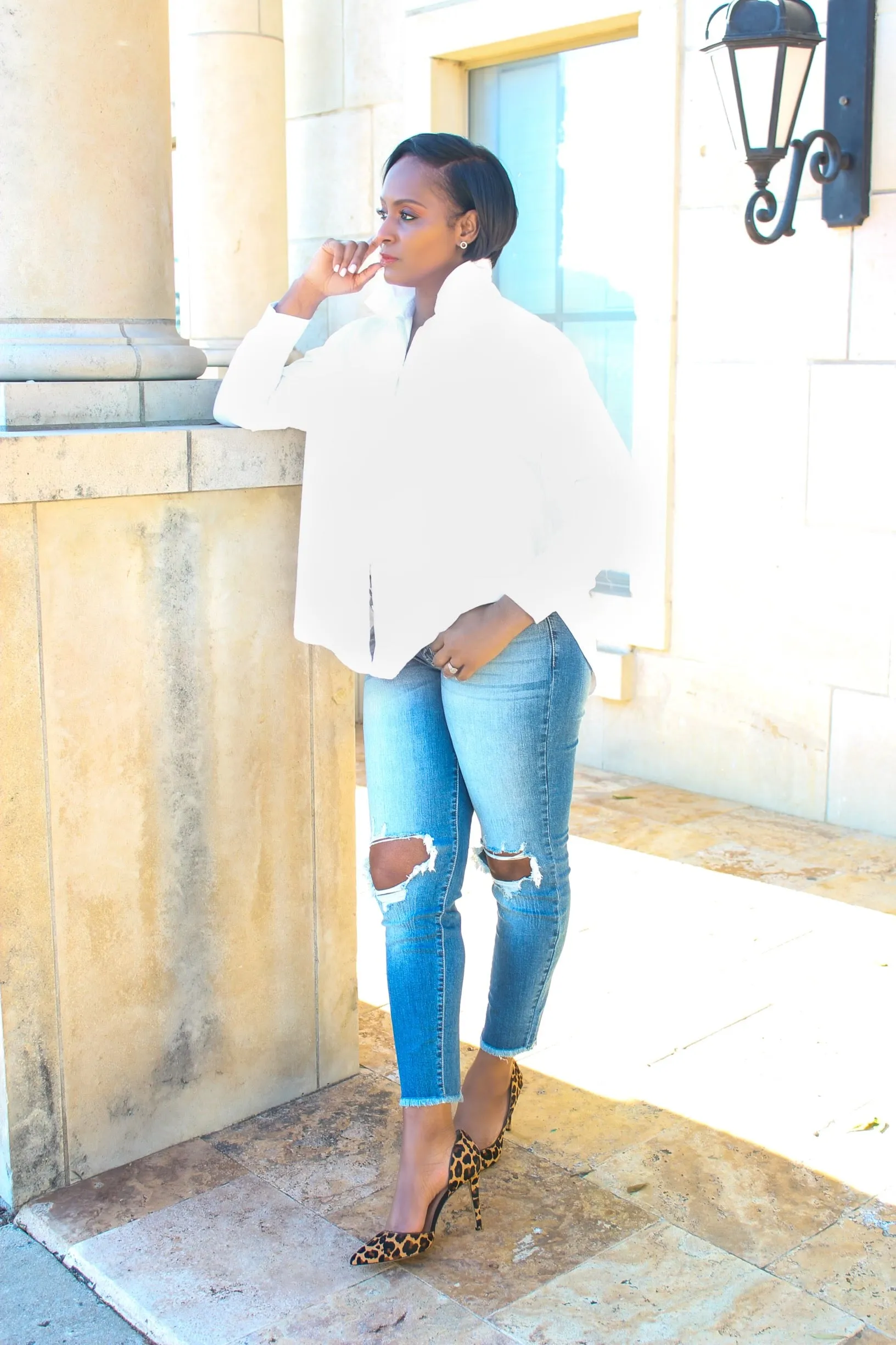 Zoe Mid-Rise Distressed Jeans